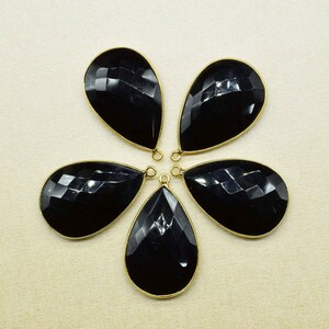 Black onyx 20x30mm Pear Shape Single bail connectors,jewelry making charm,Black onyx Pendant,Black onyx Pear Gold Plated bezel,Gift