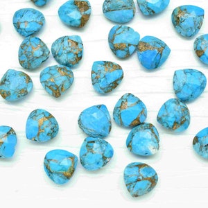 Turquoise Heart Shape Briolette,Copper Turquoise Jewelry,Jewelry Making supplies Natural Copper Turquoise 10mm Faceted Heart Shape Briolette