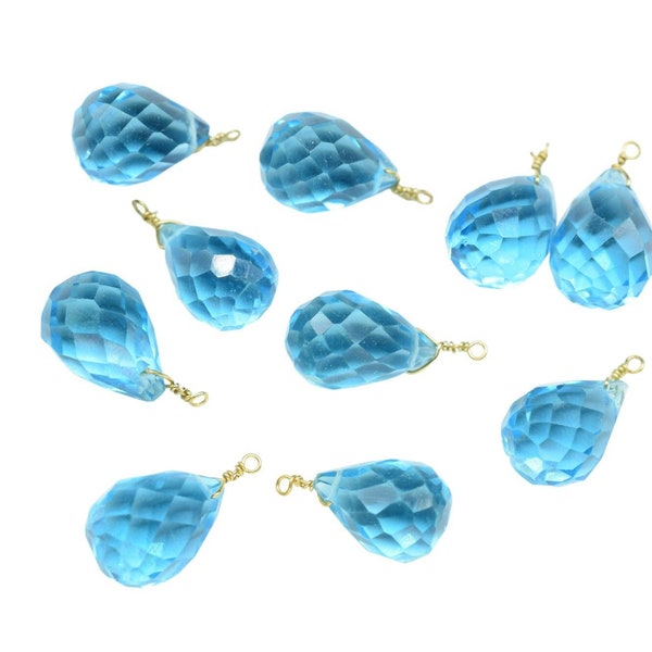 Sky Topaz Teardrop Shape Briolette/AAA Quality Briolette/Gemstone Sky Topaz Faceted Drop Shape Briolette/Hanging Beads/Topaz Gemstone Drops