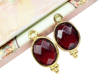 Garnet 8x10mm Gemstone Connector,Station Bezel Link Supplies,Garnet Quartz Jewelry Making Craft,Oval Shape Bezel charm,Oval Shape Pendant