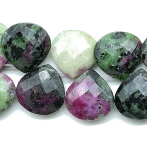 Pink Semi Precious Gemstones,Ruby Zoisite Drilled Pear quality Briolettes,Natural Ruby Zoisite 14mm Heart Shape Briolettes,Green Raspberry,