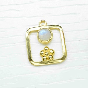 Natural Rainbow Moonstone Component Pendant charms,Earring Component , Women Jewelry,Moonstone Connector Pendant,Pendant Jewelry,Gift