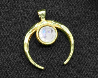 Moonstone Pendant,Single Bail Charm,Moonstone Connector Pendant,Women Jewellery,Single Bail Gemstone Connector Charm,Single Bail Charm,Gift
