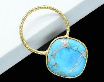 Turquoise Pendant Charms/Gold Plated Jewelry/Gemstone Pendant/Women Jewelry/Necklace Pendant/Gemstone Charms/Wholesale Supply/Gift