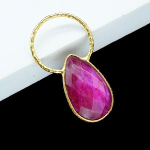 Ruby Pendant Charms/Gemstone Charms Pendant/Gold Plated Jewelry/Ruby Jewelry/Connector Jewellery/Brass Connector Jewellery/Gift