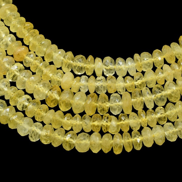 Natural Lemon Topaz Gemstone 7.5mm To 8mm Rondelle Shape Beads Strands,Lemon Topaz Bigger Size Bead Strand,Gemstone Beads For Making Jewelry