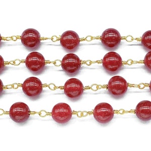 Red Jasper 6mm Round Smooth Chain,Red Jasper Wire Wrapped Rosary Chain,beads Rosary chain Necklace,Gemstone Rosary Chain,Handmade Jewelry