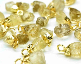 Natural Lemon Quartz Pendant,Lemon Quartz Pendant Connector Jewelry Necklace,Rough Electroplated Chams,Loose Stone Pendant,Gemstone Pendant