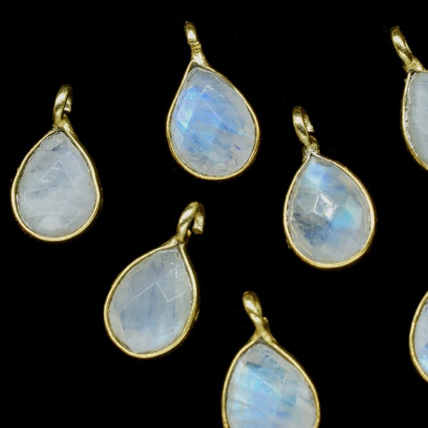 Moonstone 6x8mm Pear Shape Earring Connector,jewelry Finding,Jewelry Craft Supplie,Moonstone connector Earrings Jewelry,Teardrop Connector