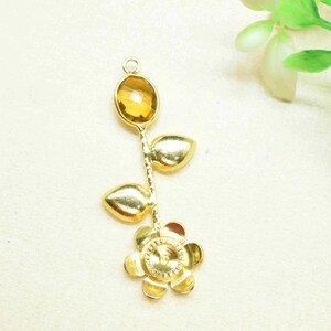 Citrine Gemstone Pendant/Gold Plated Gemstone Connectors/Citrine Handmade Pendant/ Single Bail Gemstone Connector/Women Jewellery/B&#39;day Gift
