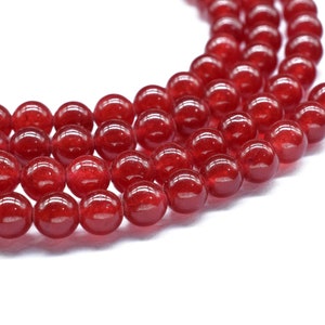 Rode jade gladde ronde kralen, rode jade sieraden maken carft, edelsteen kralen, rode jade strengen sieraden, handgemaakte sieraden, losse kralen, AAA-kwaliteit