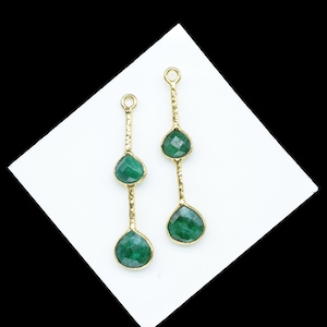 Natural Emerald Heart Shape Faceted Bezel Connector/Single Bail Pendant/Handmade Jewelry/Long Gemstone Pendant/Emerald Bezel Charm/Gift