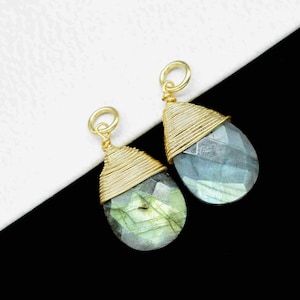 Sieraden labradoriet lus, sieraden hanger, draadgewikkelde ketting, labradoriet druppelvormige gefacetteerde connector, edelsteen draadgewikkelde hanger