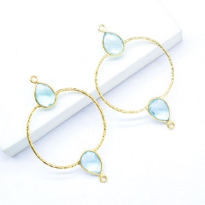 Sky Topaz Double Bail Connector/Gemstone Jewelry Components/Gemstone Bezel/Jewelry Pendant/DIY Connector/Unique Topaz Pendant/Gift