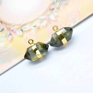 Winziger Labradorit-Punkt-Anhänger, Edelstein-Anhänger, Anhänger Schmuck, Bleistift-Punkt-Anhänger, handgemachter einzelner Anhänger, Labradorit-Verbinder