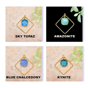 Natural Gemstone pendant,Square Bezel Pendant Connectors,Station Finding Link,Gemstone Craft Supply,Components Earrings,Earring Pendant,gift
