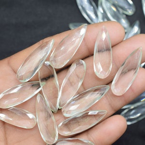 Crystal Quartz Faceted 10x30mm Pear Shape Briolettes/Long Teardrop Beads/Crystal Faceted Briolette/Long Pear Shape Beads/Jewelry Bead