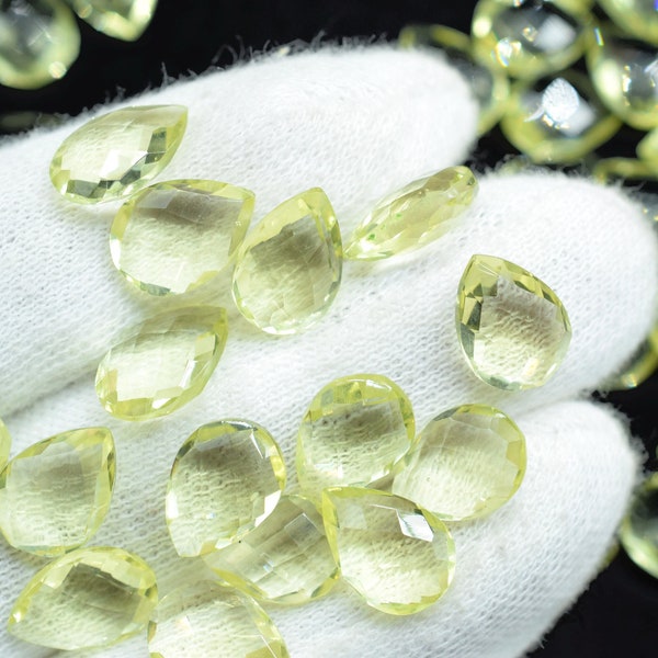 Lemon Quartz Beads/Lemon Faceted 9x13mm Pear Shape Briolette/Handmade jewelry/Women Jewelry/Handmade jewelry/Women Jewelry/B'day gift