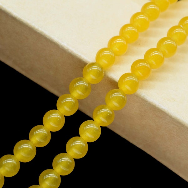 Yellow Jade Round Smooth Beads,AAA Quality,Yellow Jade Beads Jewelry Making Craft,Gemstone Beads,Yellow Quartz Smooth ball,Handmade Jewelry