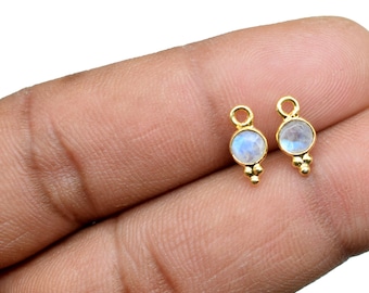 Conector de dijes de piedra lunar/Joyería hecha a mano/Dijes de piedras preciosas/Conector chapado en oro/Colgante de piedra lunar/Conector de forma redonda/Regalo de cumpleaños