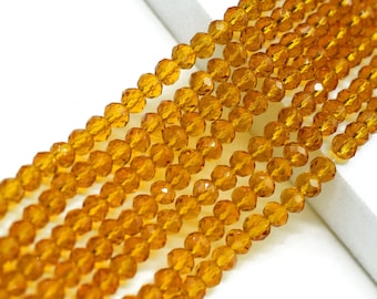 Citrine Faceted Beads/Jewelry making Beads/Yellow Stone Beads/13 inch Full Strand Rondelle Beads/Citrine Jewelry/Loose Stone Beads