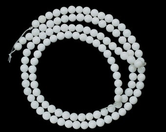 Cuentas lisas de ágata blanca, joyería artesanal de ágata blanca, cuentas redondas de piedras preciosas, hebras de ágata blanca, joyería hecha a mano, calidad AAA
