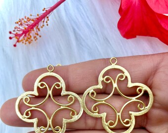 Handmade Brass Charms Connector Jewelry/Handmade Brass Finding/Gold Plated Brass Findings/Handmade Necklace Findings/B'day Gift