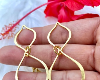 Conectores de dijes de latón hechos a mano para joyería/Accesorios para aretes DIY/Fabricación de joyas/Accesorios para collares/Colgante chapado en oro/Accesorios largos de latón/Regalo