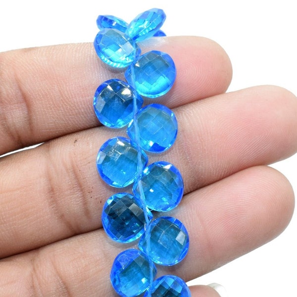 10 Inch Full Strand Super Fine Quality Beads,jewelry making beads,topaz,Blue Topaz Heart Shape Faceted Beads,10mm Heart Shape Briolettes,