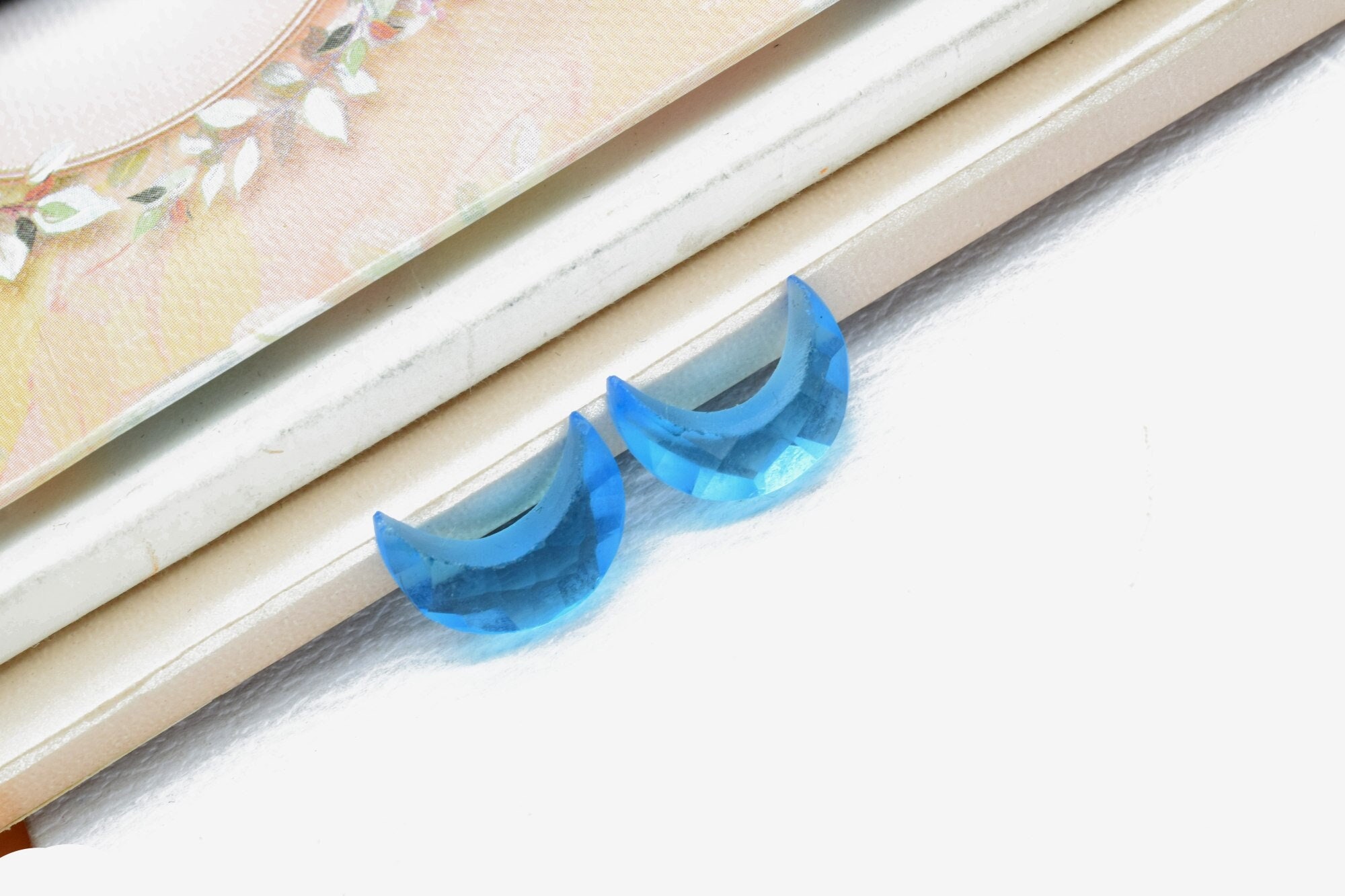 Faceted Moon Shape Gemstone, One Side Cut Moon, Crescent