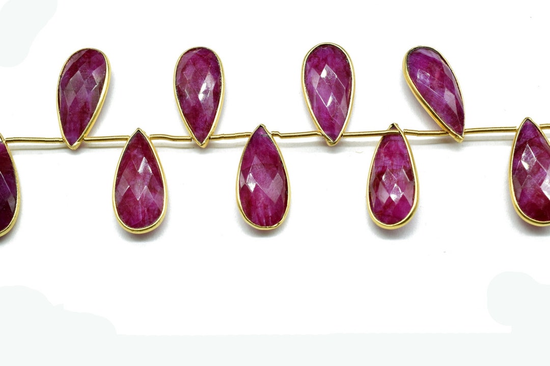 Checker Board Cut Ruby Pendant,ruby Pear Briolettes,ruby Single Bail ...