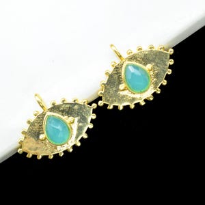 Charms pendentif calcédoine turquoise/pendentif breloques fait main/pendentif bélière simple/pendentif designer/bijoux connecteur/fabrication de bijoux breloques/cadeau