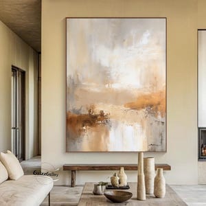Beige Brown Wabi-sabi Wall Art Large Light Brown abstract painting Modern texture minimalist painting Modern abstract decorative painting