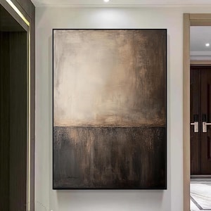 Large Black and Brown Abstract Painting Wabi-sabi Black Brown Wall Art Black Textured Decorative Painting Oversized Minimalist Abstract Art