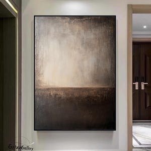 Large Black and Brown Abstract Painting Black Minimalist Wall Painting Wabi-sabi Texture Wall art Brown Abstract Decoration Painting