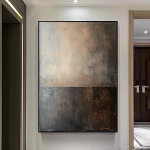 Brown Abstract Wall Art Large Black and Brown Abstract Painting Black Minimalist Abstract Canvas Painting Living Room Wall Decor Painting
