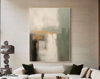Minimalist Green Beige Texture Painting Beige Green Minimalist Painting Large Abstract Wall Art Green Texture Art Wall Art Beige Green Art