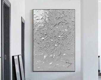 3D Gray Textured Abstract Painting Gray Textured Wall Art Large Gray Abstract Painting Minimalist Abstract Painting Living Room Wall Art