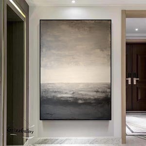 Brown and Black Abstract Texture Painting Brown Wabi-Sabi Wall Art Black Minimalist Decorative Painting Black Abstract Canvas Painting
