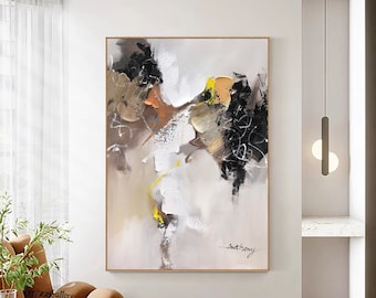 Beige Brown Abstract Painting Large Minimalist Textured Painting Beige Painting Brown Abstract Canvas Art Modern Living Room Decoration Art