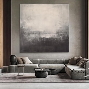 Black Abstract Canvas Decorative Painting Black and Grey Minimalist Wall Art Large Brown Textured Abstract Decorative Painting