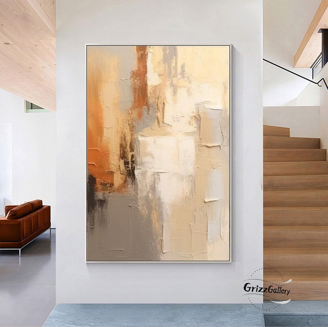 Large Brown and Beige Abstract Wall Art Brown Abstract Painting Beige ...