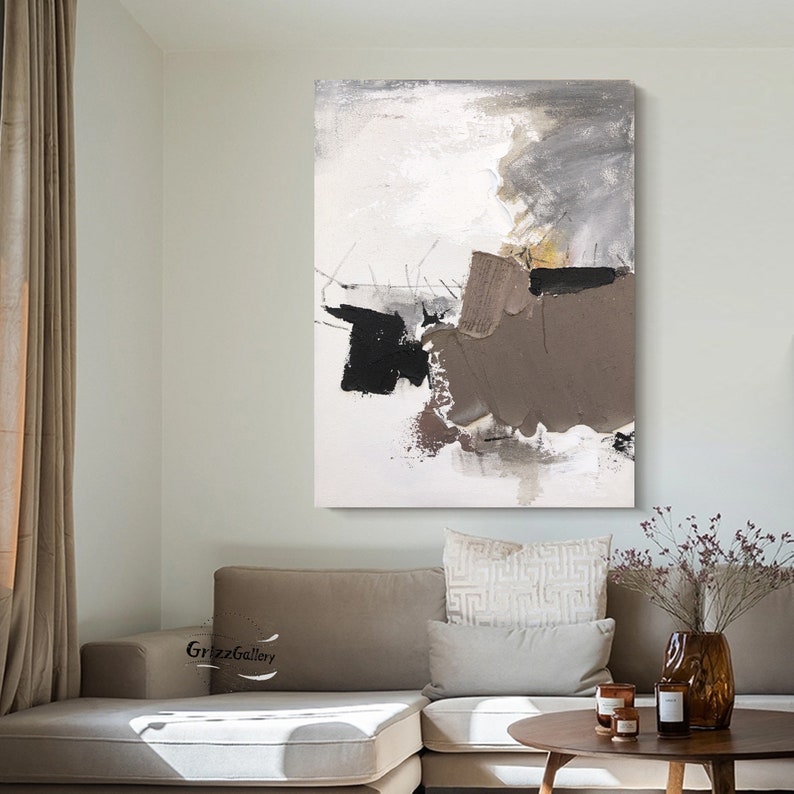 Brown Minimalist Texture Painting Brown Abstract Wall Art Etsy