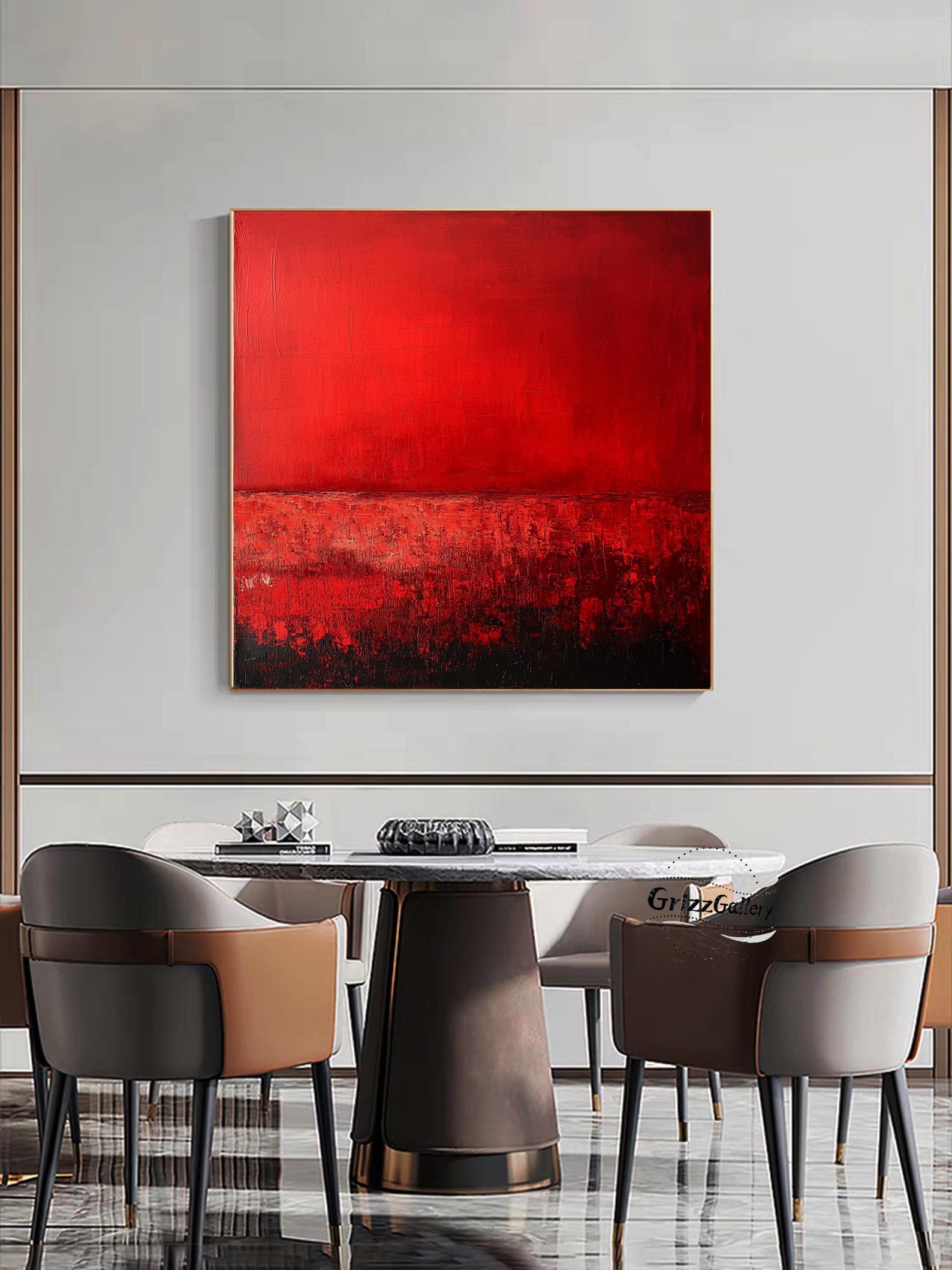 Extra Large Red and Black Abstract Painting Original Red Canvas ...
