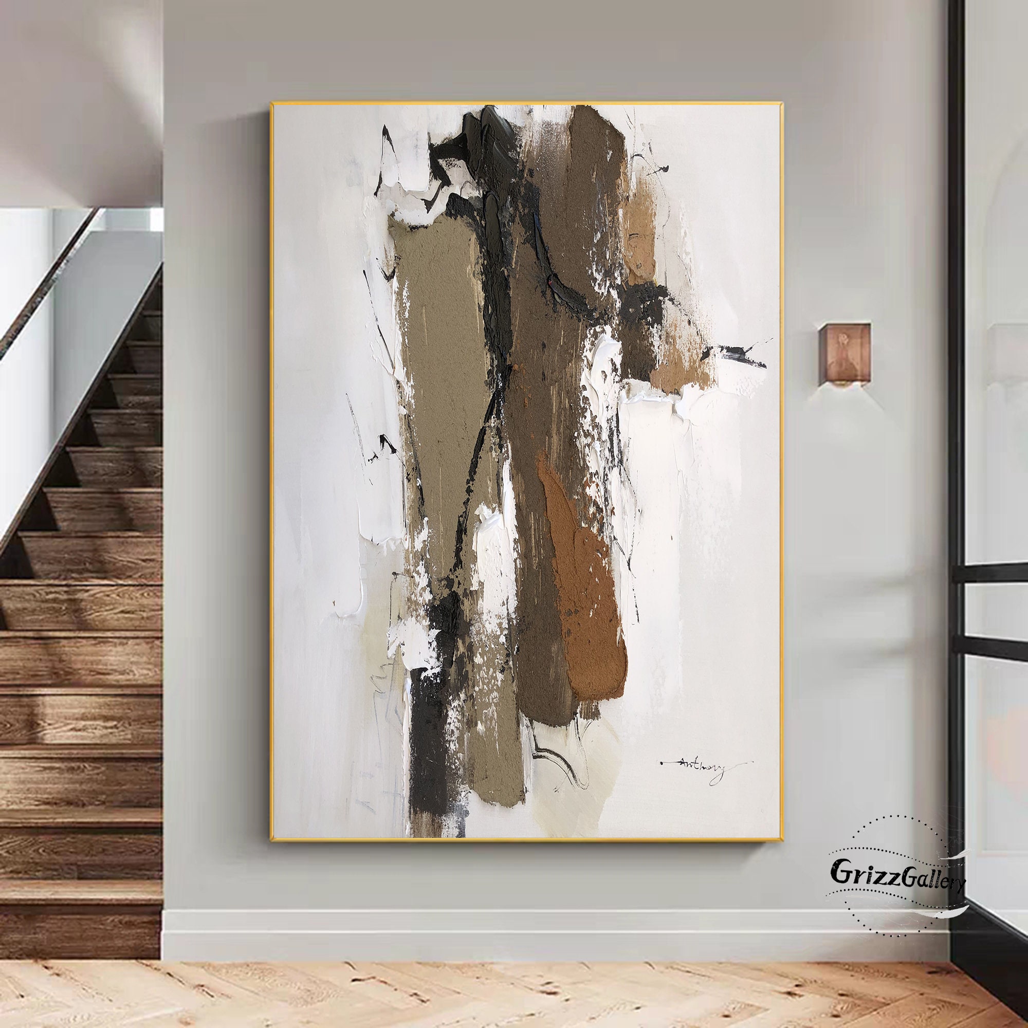 Brown Texture Abstract Painting Large Abstract Minimalist Painting ...