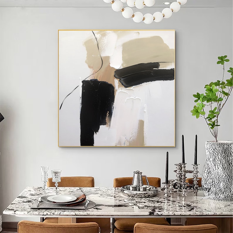 Black and White Texture Abstract Painting Large Minimalist Texture Wall ...