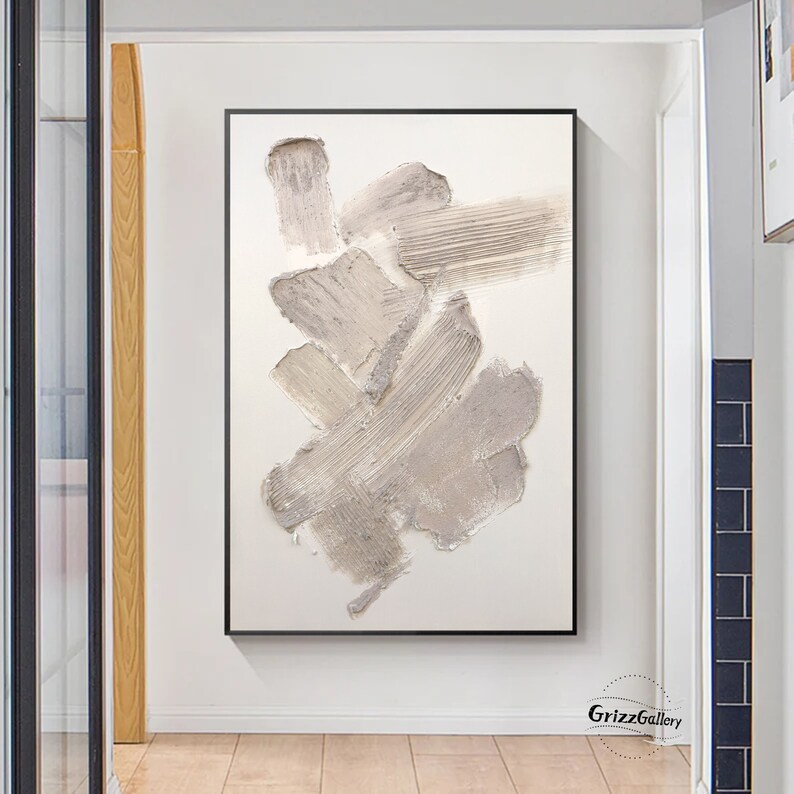 Beige Textured Abstract Painting Large Beige Minimalist - Etsy