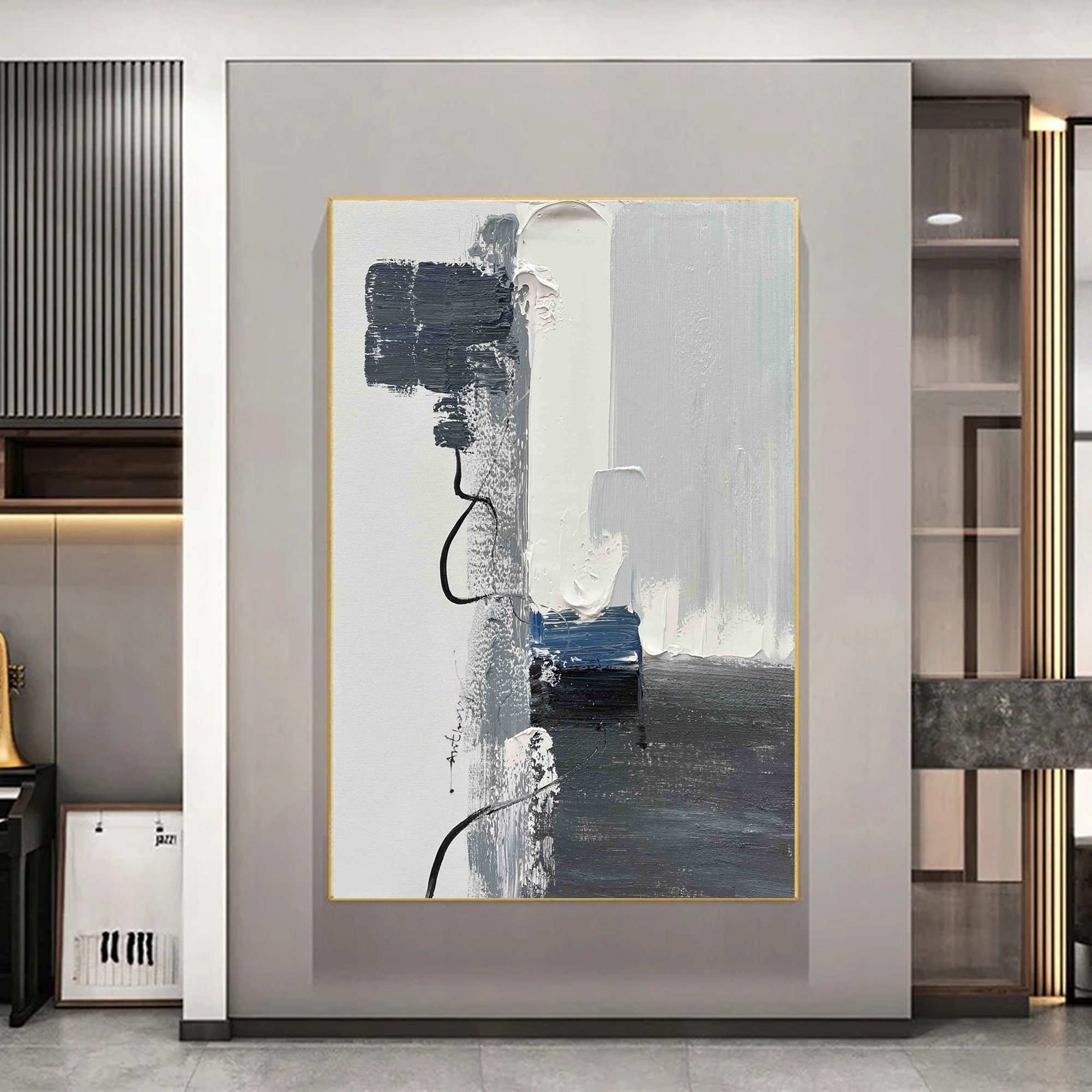 Large Minimalist Abstract Painting Grey Abstract Painting 