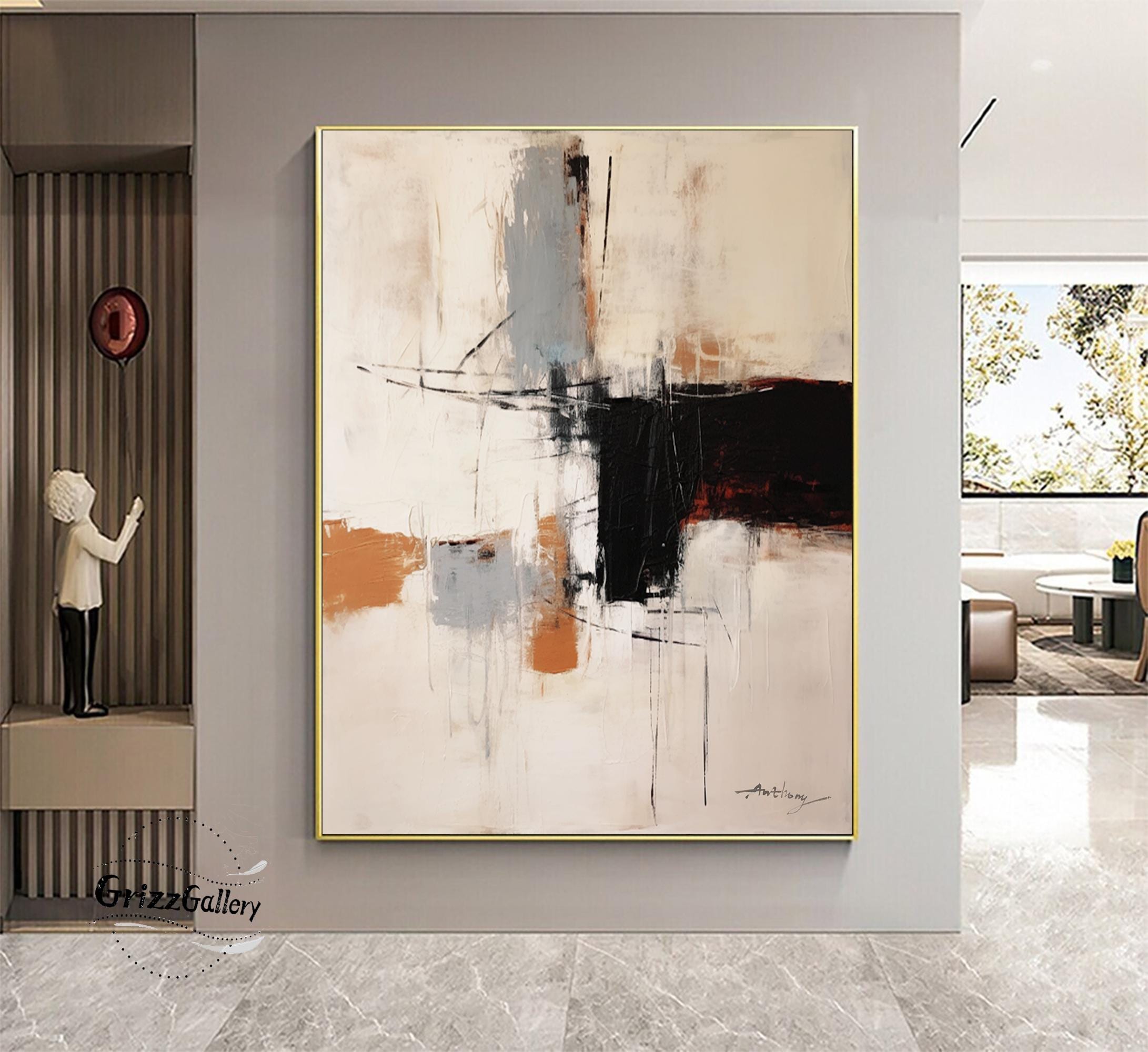 抽象画　茶色　絵画　アート作品 NO.326】チョコレートブラウンの抽象画モダンアートポスター☆茶色