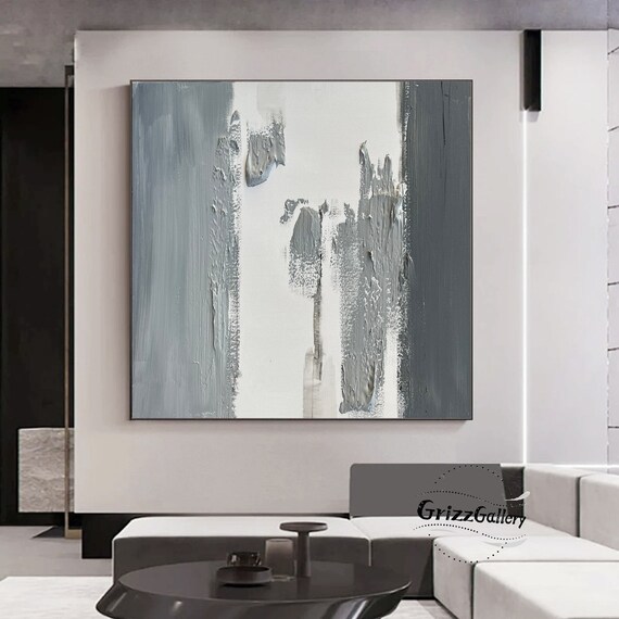 Large Gray Painting Modern Original Texture Custom Painting Etsy